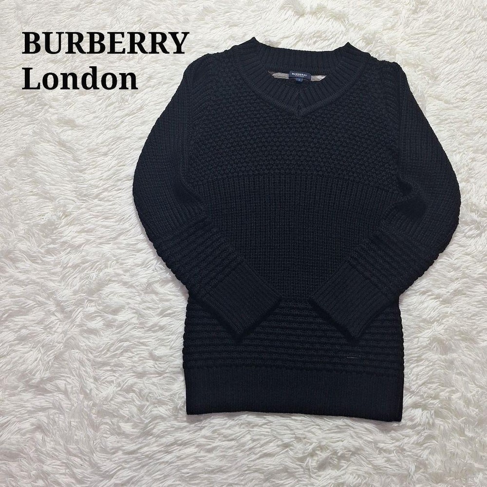 Burberry Black Cable Knit Sweater Nova Check Size 1 Used