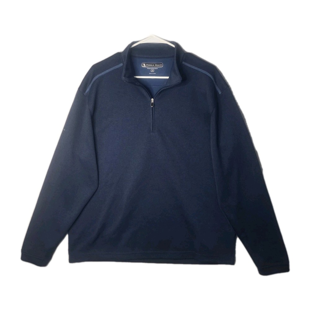 Pebble Beach Golf 1/4 Zip Long Sleeve Pullover Shirt Sweater Jacket Blue Medium