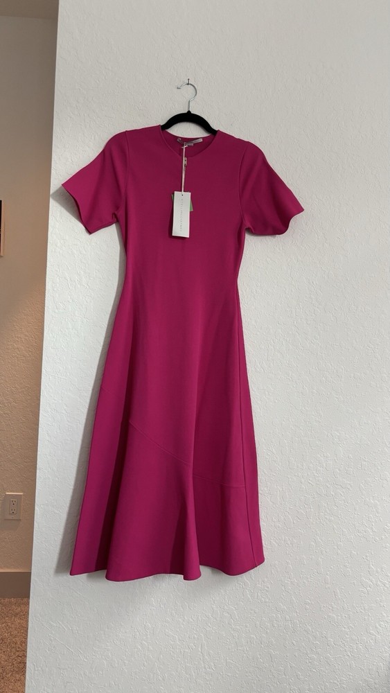 Stella McCartney Hot Pink Fit And Flare Midi Dress NWT $2200