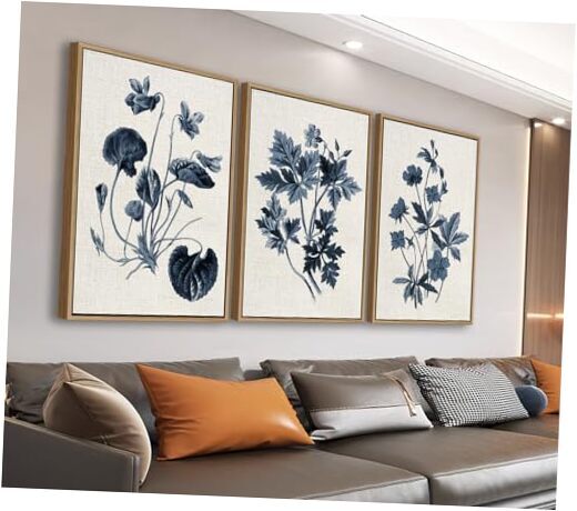 Large Framed Wall Art - Natural Float Framed Indigo 16