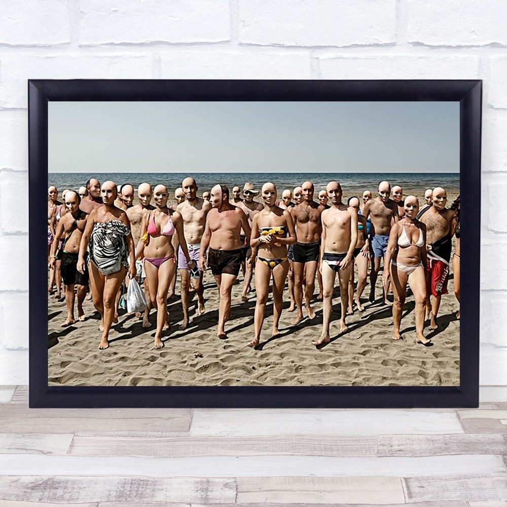 Parallel Dimension People Sea Beach Italy Mask Masks Sand Holiday Wall Art Print