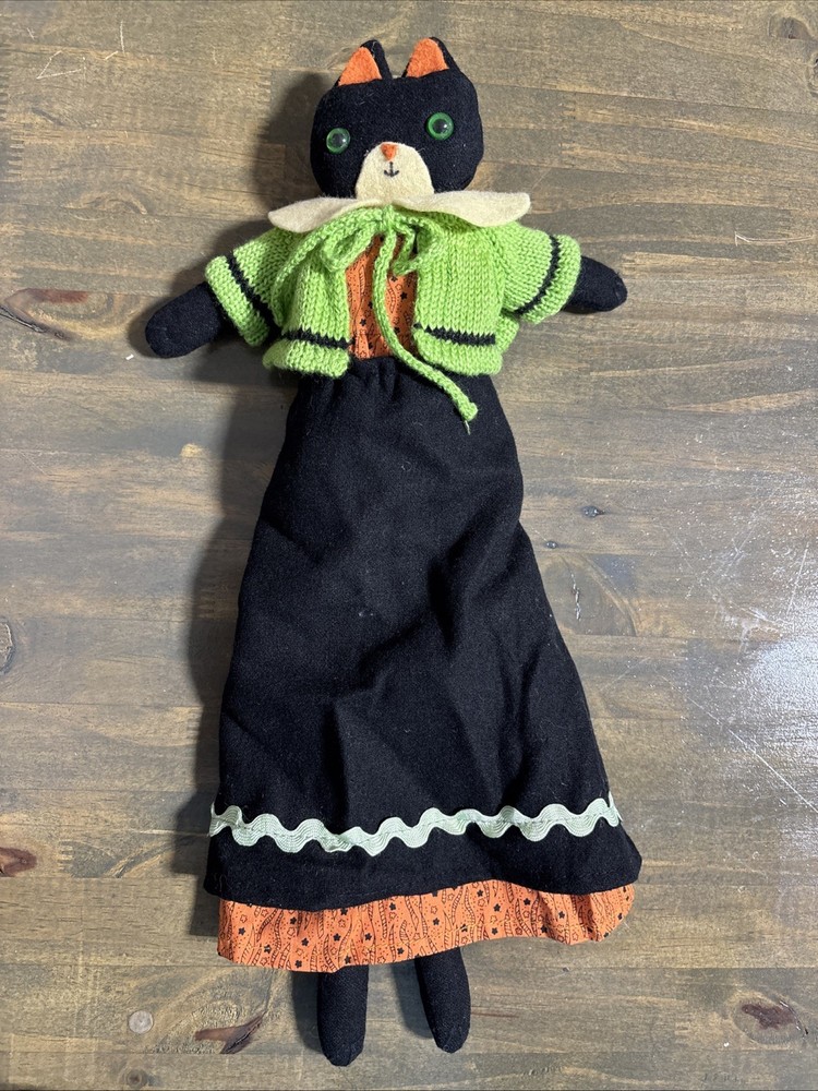 Midwest of Cannon Falls Felt Kitty Cat Girl Halloween Dress Shaw 16” Vtg. Rare