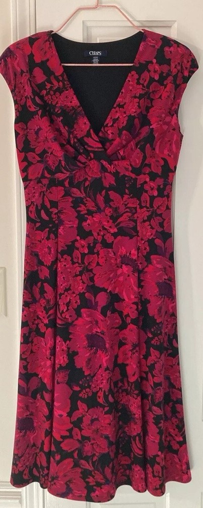 Women’s Red Floral Dress Size Small Chaps   Great Travel Dress