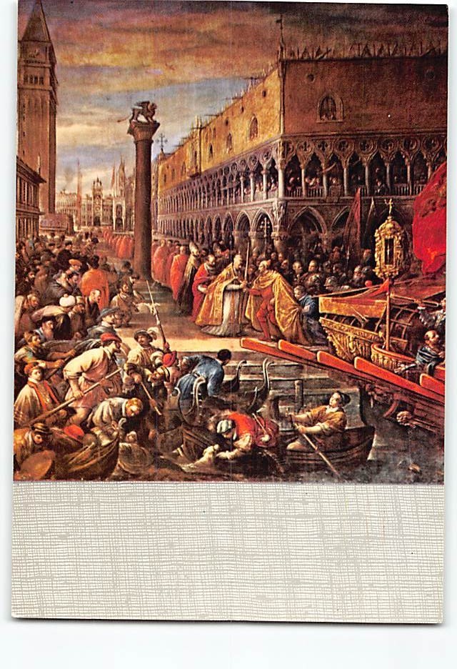 Postcard Il Papa Alessandro III offre la spada al Doge Ziani Venice Italy