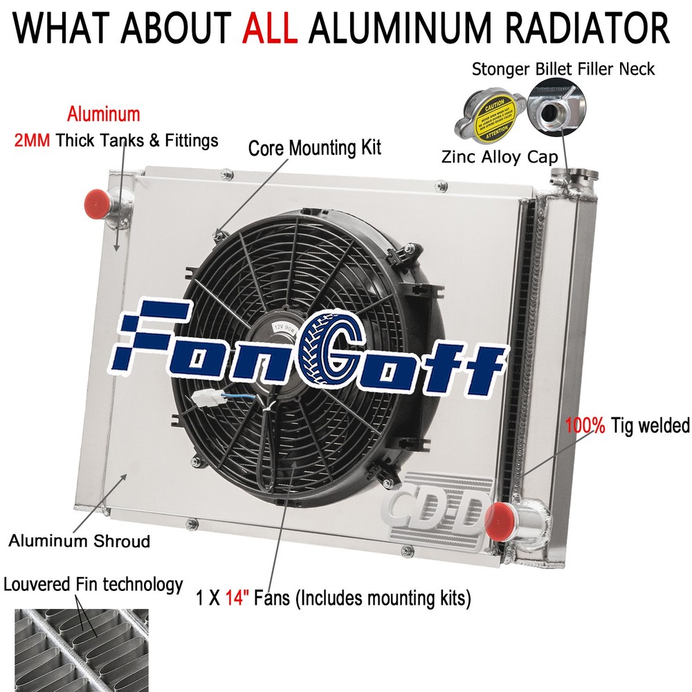 2Row Radiator Shroud Fan Universal Fit Chevy GM SBC BBC High Performance 28