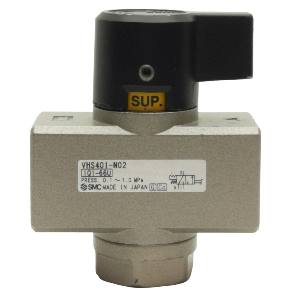 SMC VHS401-N02 Hand Valve, 1/4in x 1/4in x 1/4in Female NPT, 0.1-1.0MPa Range