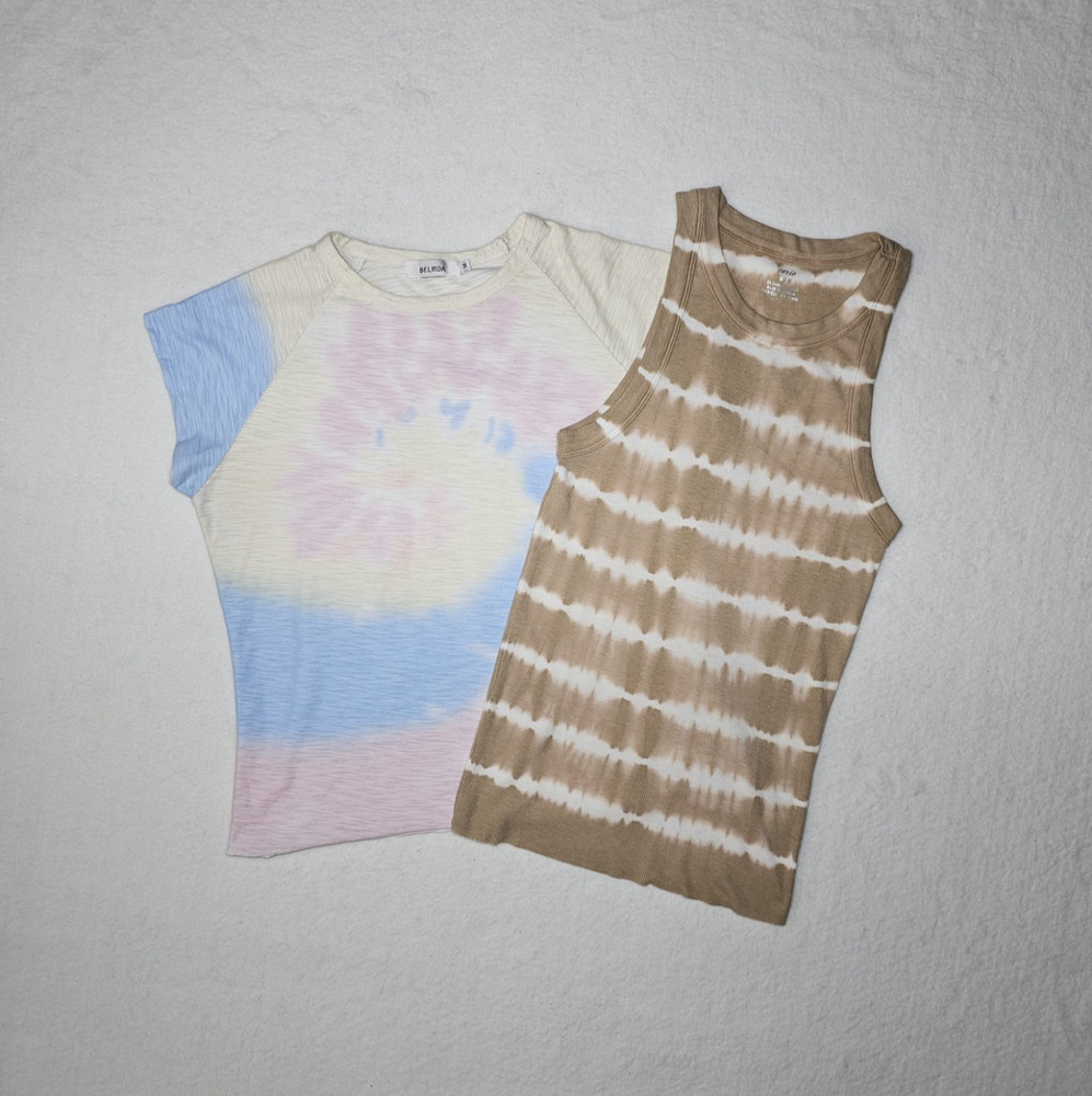 Lot of 2 Aerie / Belinda Tie Dye Tops Tank T-Shirt Size M Medium Summer Lounge