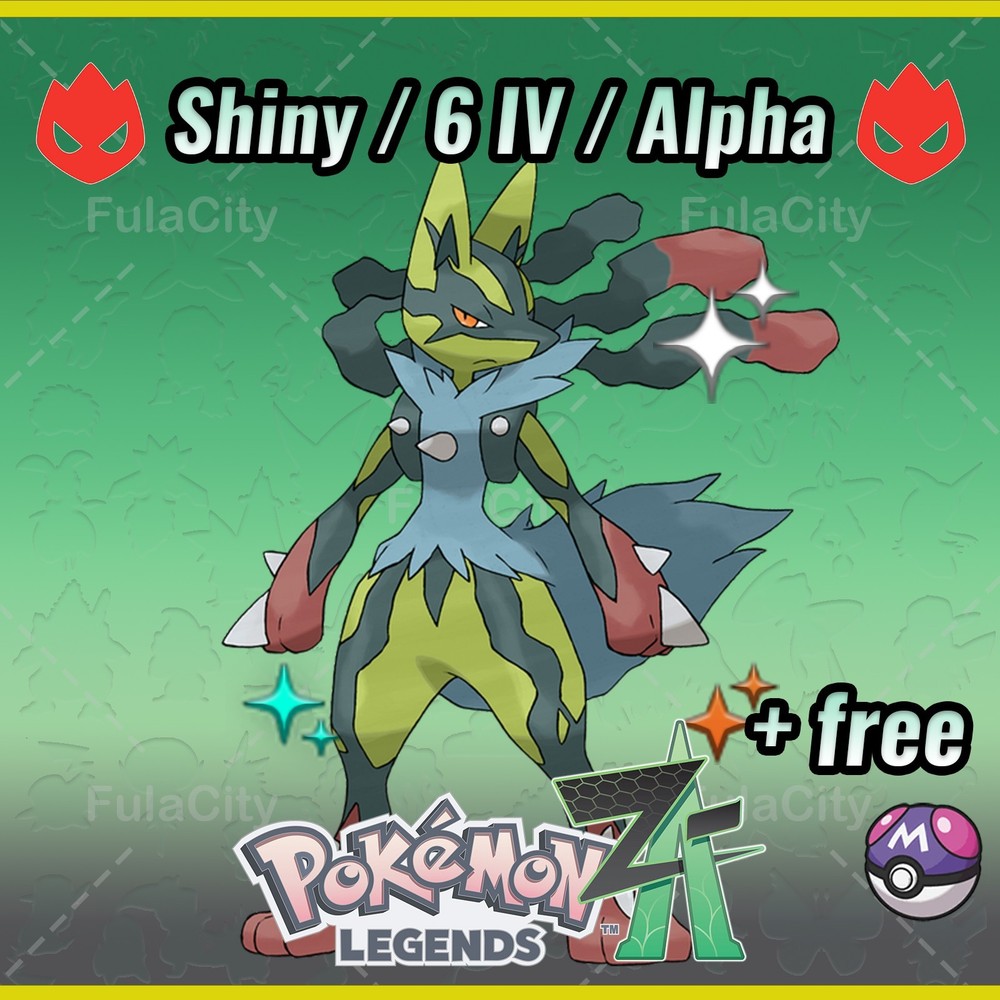 Lucario Pokemon Legends ZA ⚫ Shiny 6 IV 🟢 Alpha ⚫ @ Master Ball