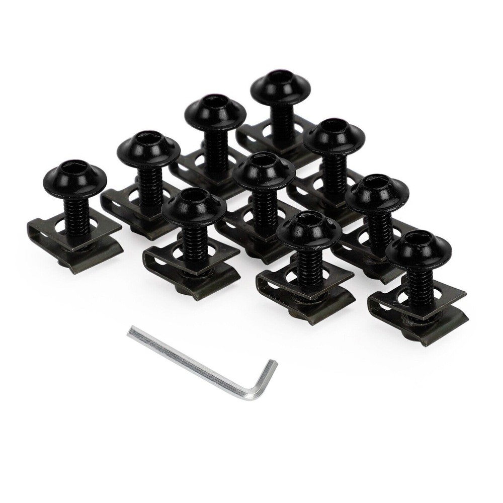 Black Motorcycle Fairing Screw Bolt Kit - 10 Pcs