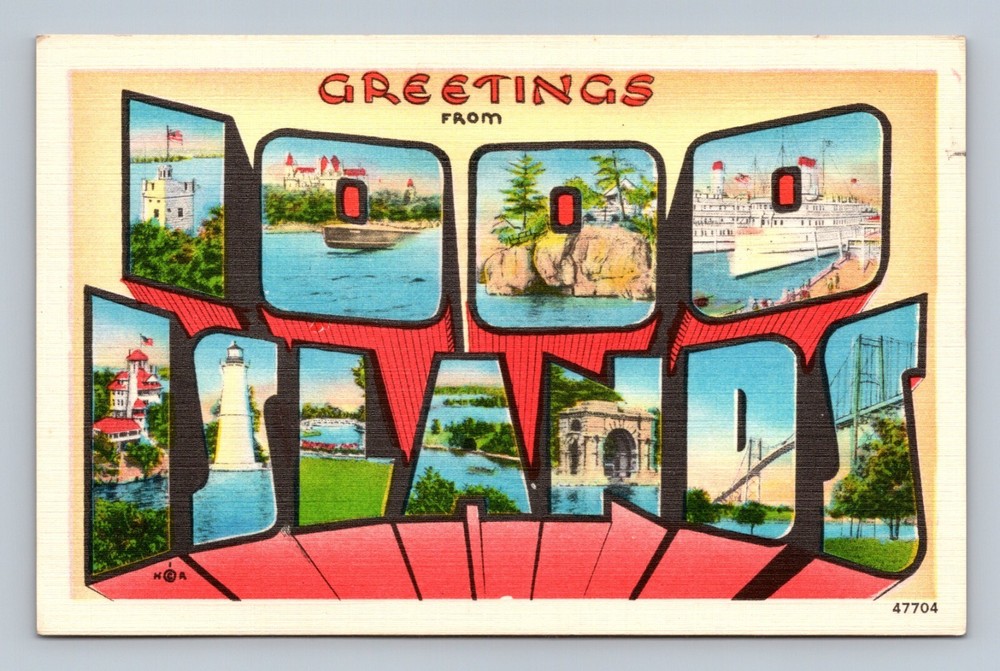 Thousand Islands NY Greetings from 1000 Islands Large Letter New York Postcard