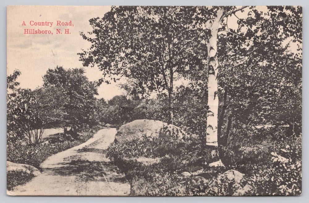 Hillsboro New Hampshire, Country Road Scenic View, Vintage Postcard