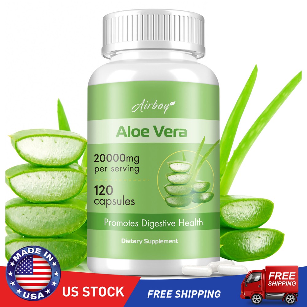 Aloe Vera Capsules 20000mg - Detox,Cleaning,Gastrointestinal & Digestive Support
