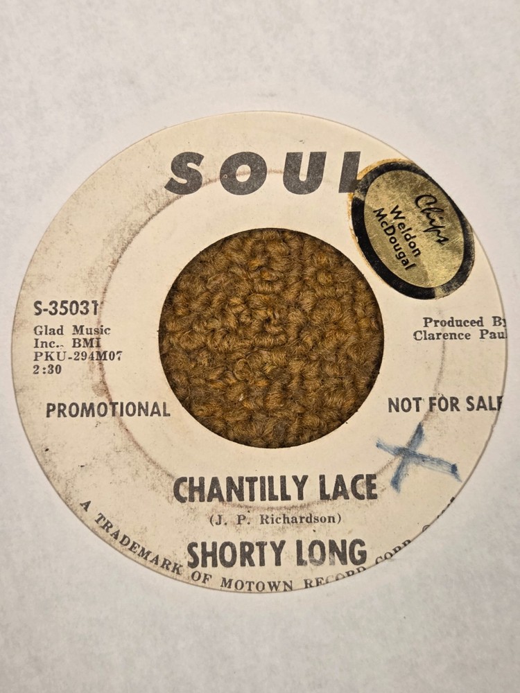 45 RPM Shorty Long SOUL DJ 35031 Chantilly Lace VG
