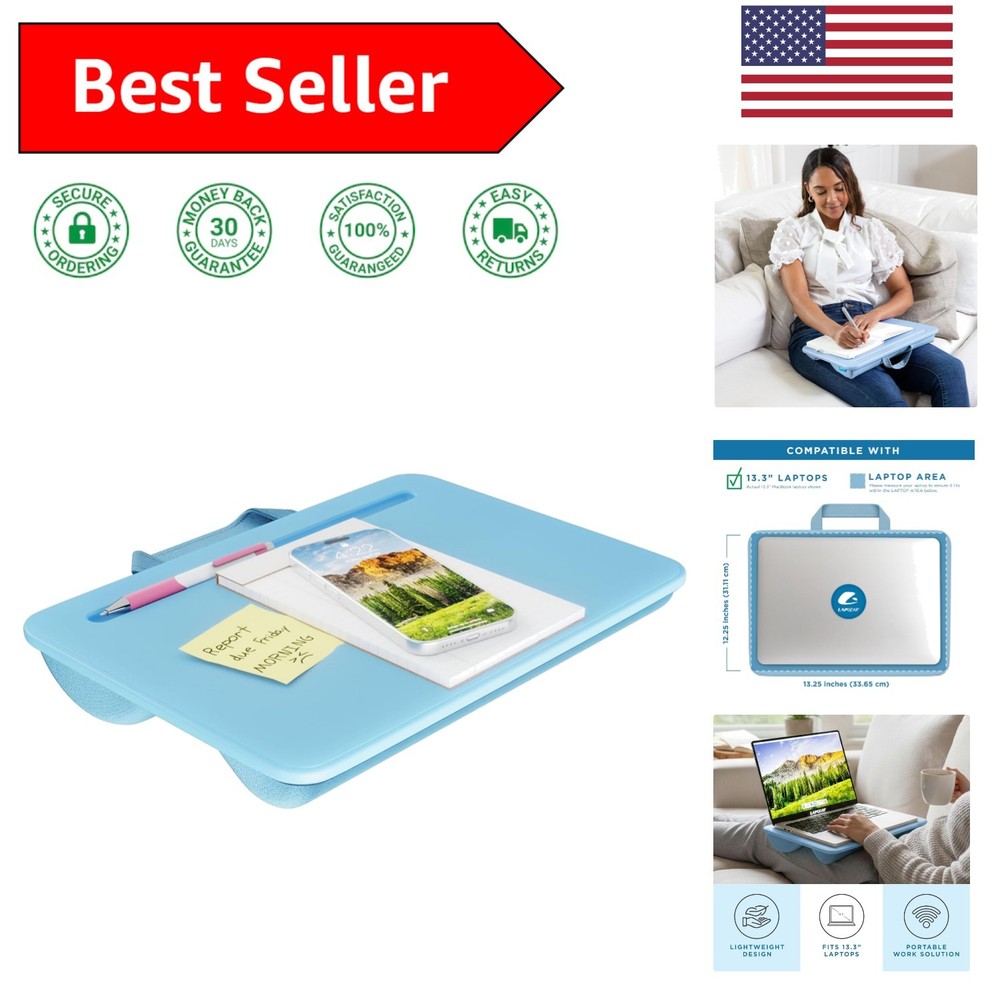 Versatile Sky Blue Portable Lap Desk for Students – Accommodates 15