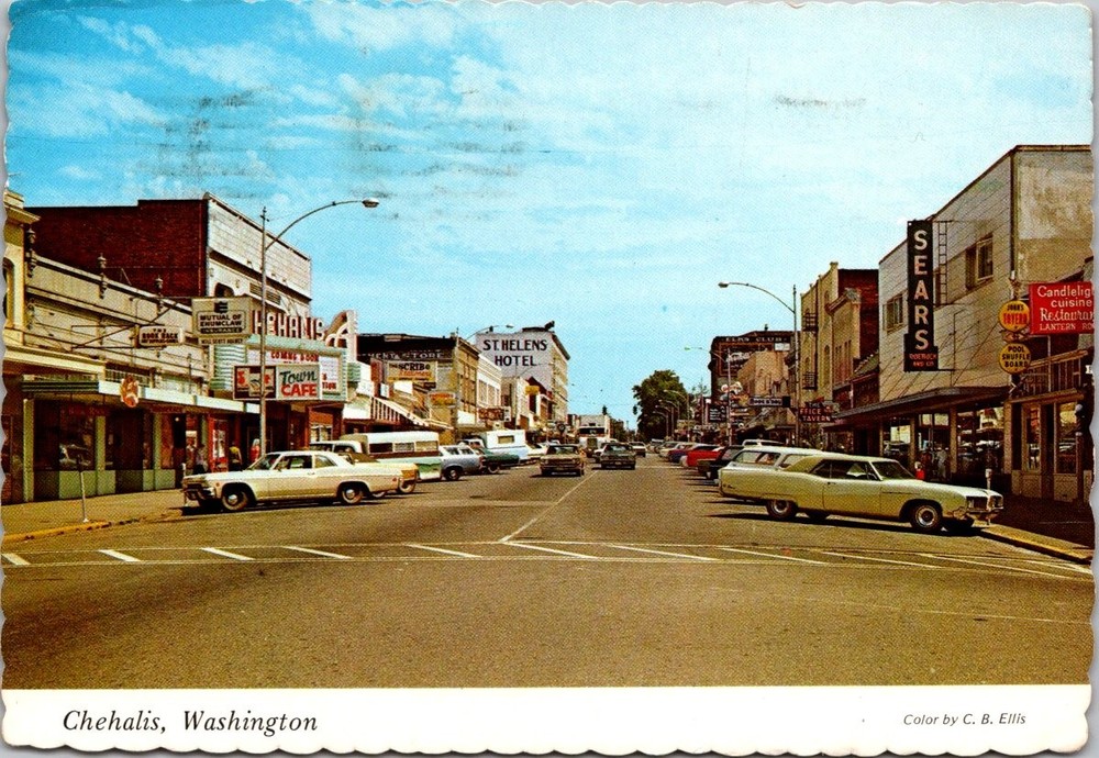 Chehalis Washington Main Street with Shops Continental Postcard A015