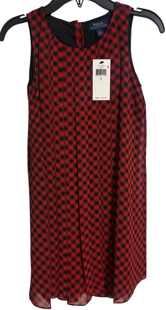 NWT! Polo Ralph Lauren Girl’s Dress Size 7 Plaid Pleated Holidays Christmas