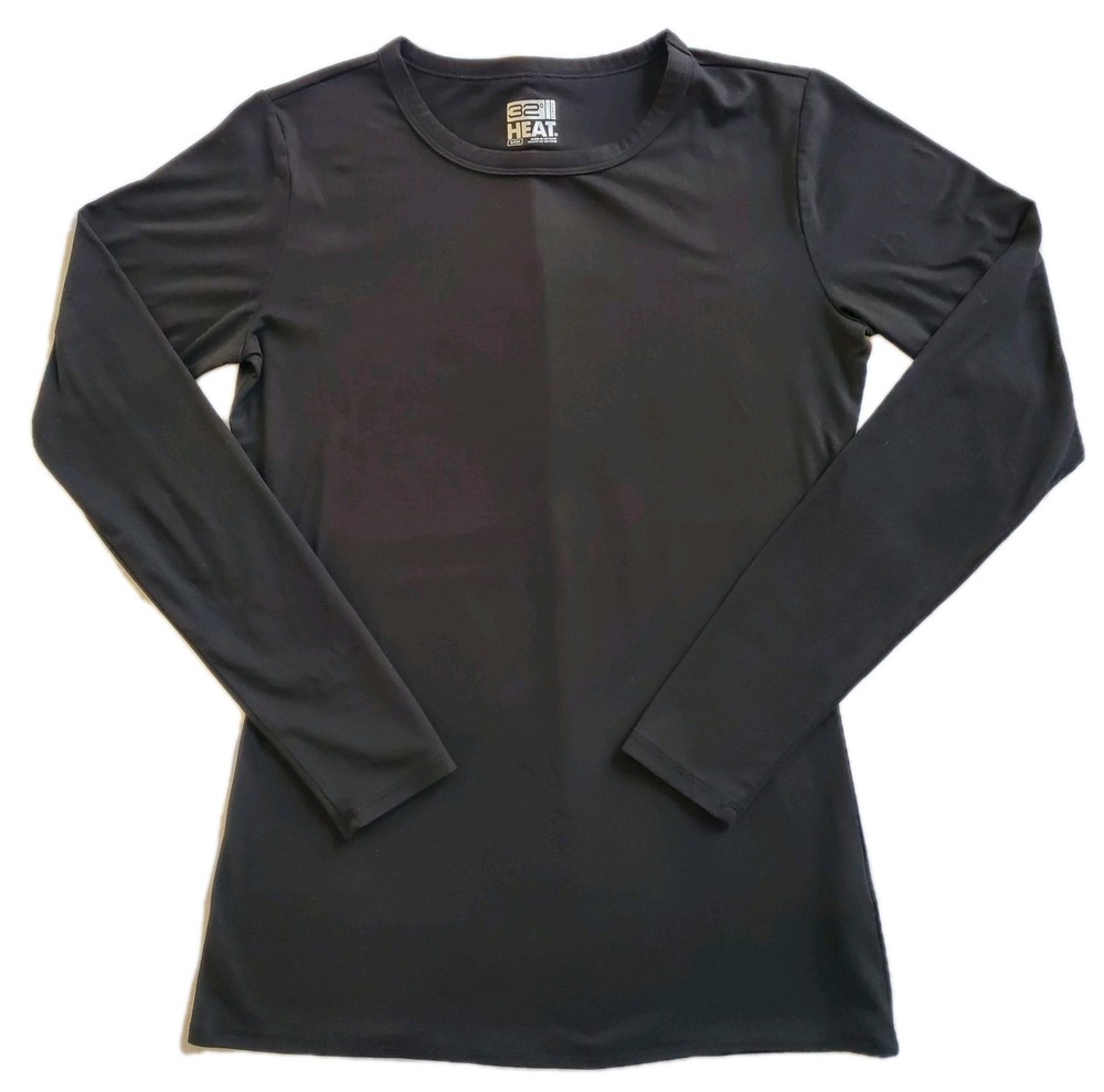 32 Degrees Heat Women's Lightweight Crew Neck Long Sleeve Activewear Top Black S