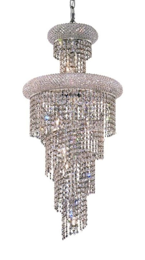 Elegant Chrome Crystal Mini Spiral Chandelier with 10 Lights
