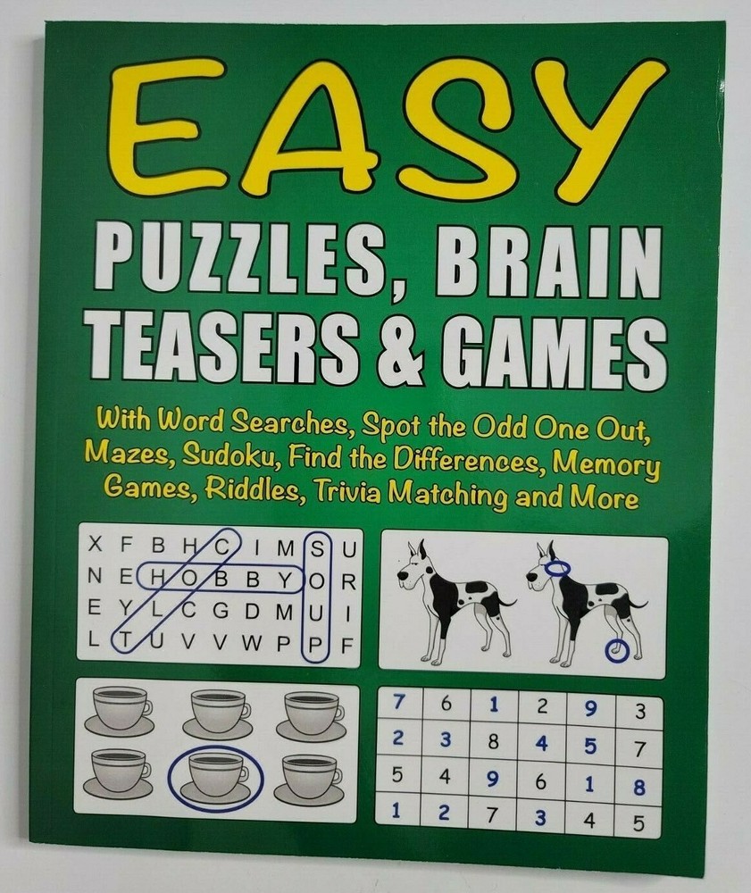 EASY Puzzles Brain Teasers & Games NEW Word Searches Mazes Sudoku Riddles