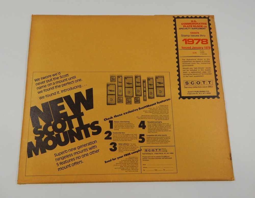 Scott US Commemorative No. 29 1978 Specialty Plate Block Stamp Album Pages