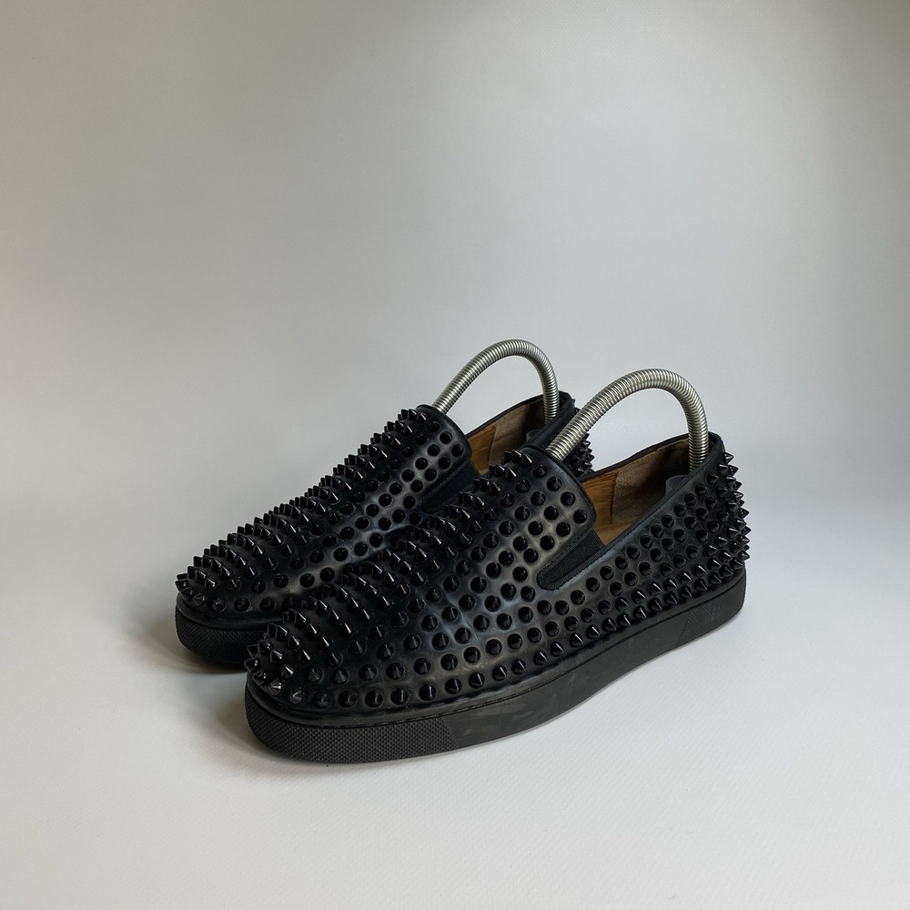 Christian Louboutin Roller-Boat Black Spikes Slip-On Sneakers Size 40