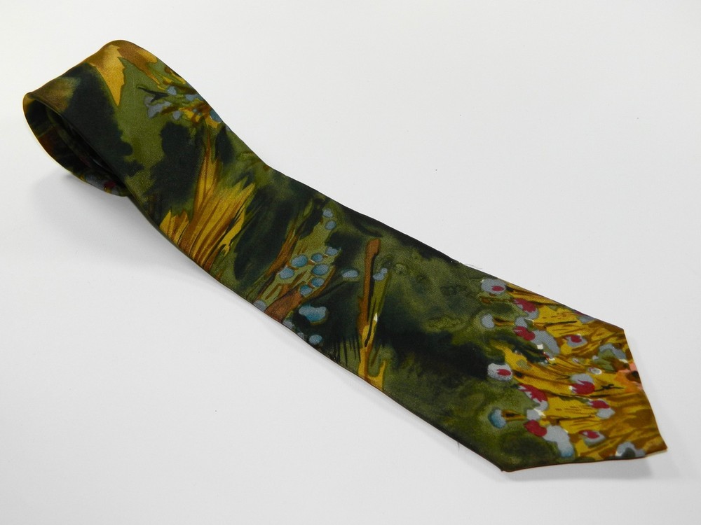 Men's 417 by VAN HEUSEN Silk NECKTIE Tie Claude Monet Forest Impressionist Art