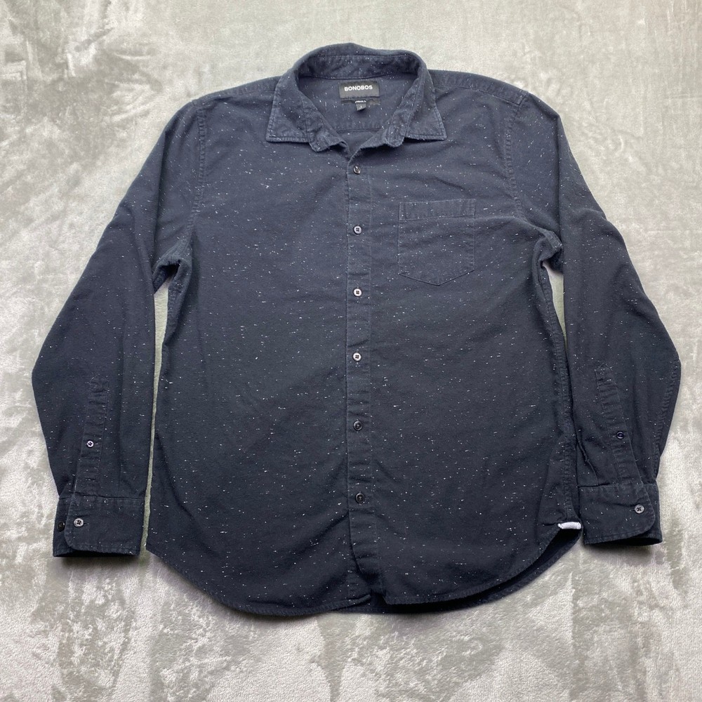 Bonobos Mens Black Speckled Flannel Shirt Standard Fit Long Sleeve Large Preppy