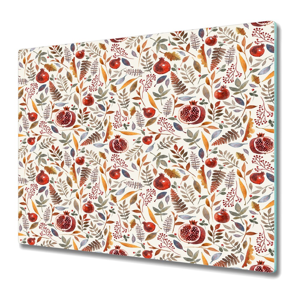 Glass Kitchen Chopping Board Autumn berries Watercolour Colourful 60x52