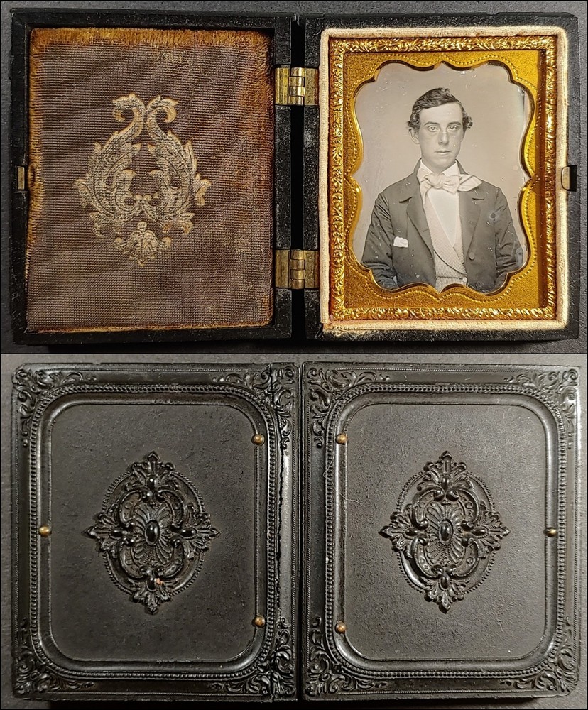 1/9 Plate Daguerreotype of Handsome Young Man in Full Thermoplastic Union Case