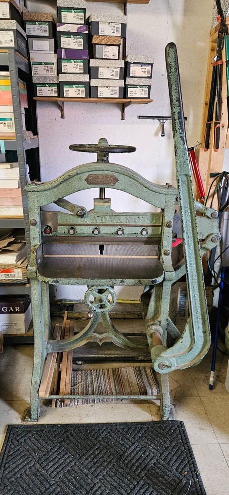 Antique Challenge Guillotine Hand Paper Cutter 25 inch bed.