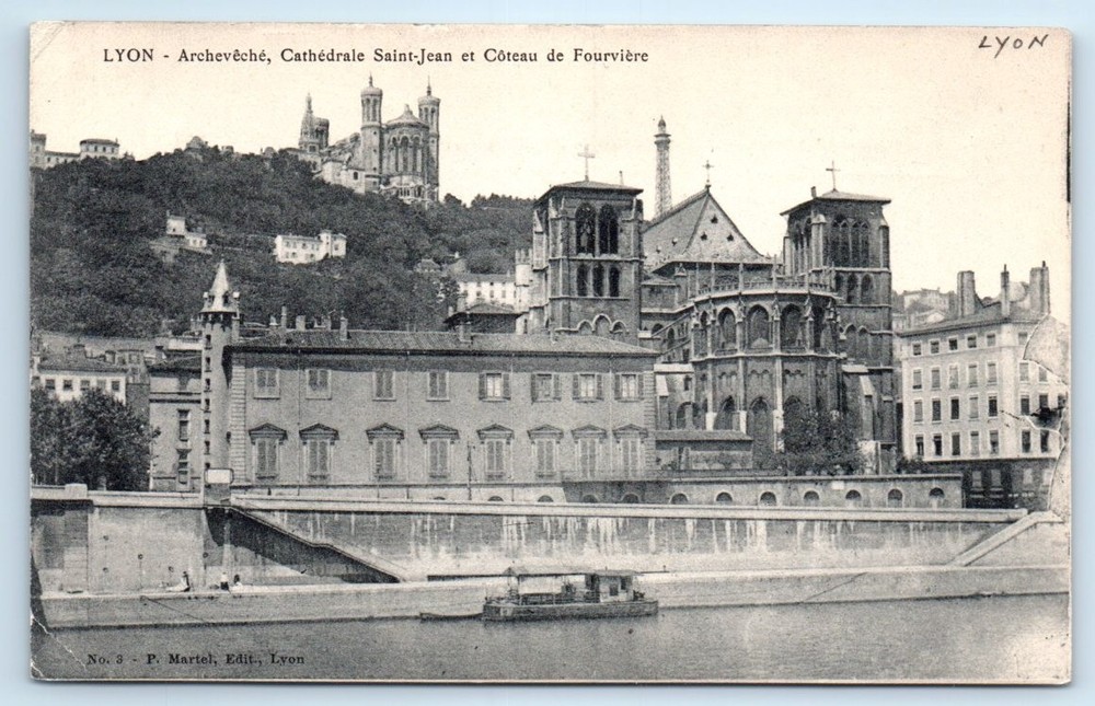 Cathedrale Saint-Jean et Coteau de Fourviere - Lyon FRANCE Postcard