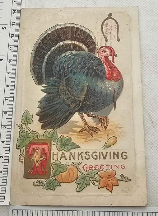 Antique Ephemera Postcard Posted 1912 Embossed Thanksgiving Washington 1c stamp