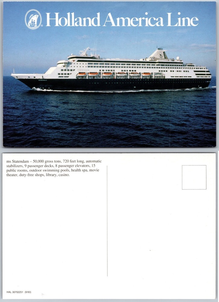 Continental Holland America Line Ship Postcard
