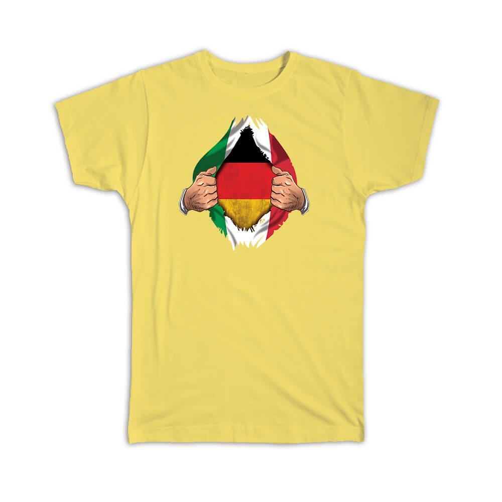 German Italian Flag Chest Print T-Shirt - Deutsch Pride Gift