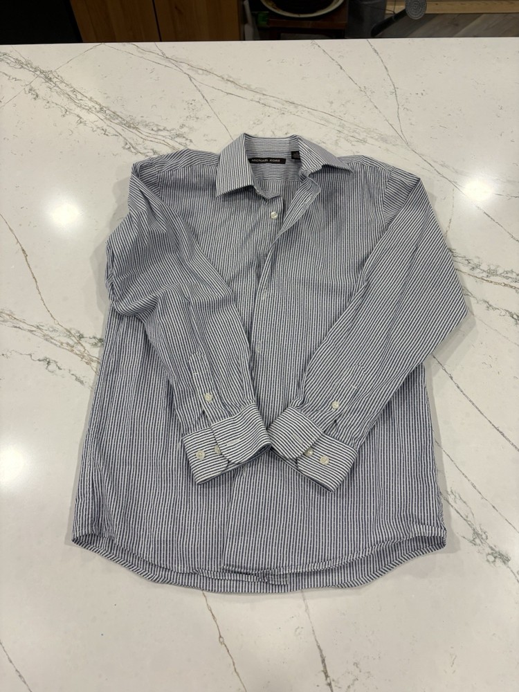 Michael Kors Youth Boys Size 14 Long Sleeve Button Down Dress Shirt  Blue Stripe