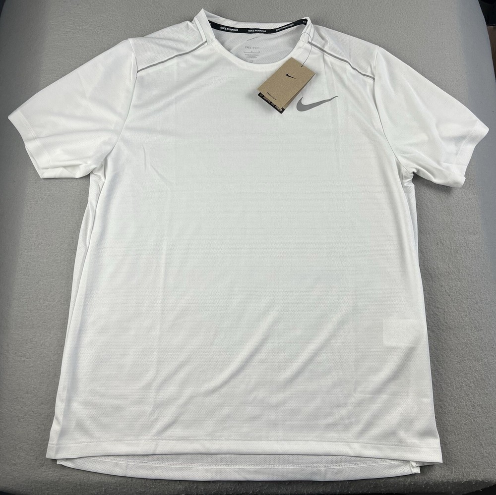 Nike Men’s Dri Fit Miller Running Shirt AJ7565-100 White Reflective Size XL NWT