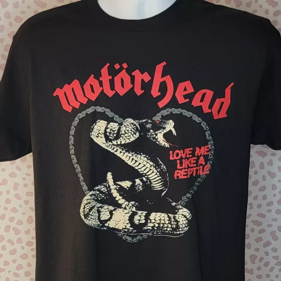 Motorhead Love Me Like A Reptile Band Tee, Men's Size Black Gildan Heavy Cotton