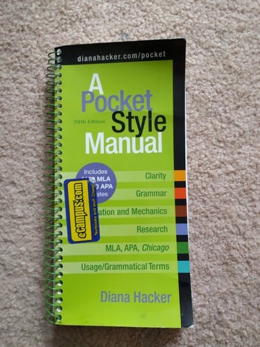 A Pocket Style Manual 5e with 2009 MLA by Hacker, Diana, Good Book