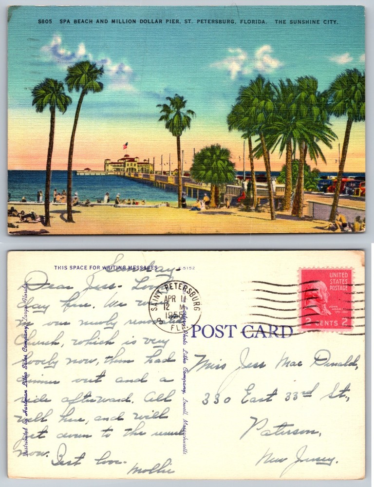 Spa Beach Million Dollar Pier St Petersburg Florida Postcard