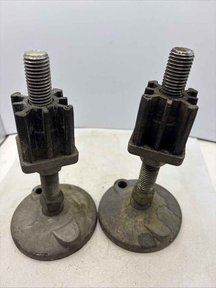 Lot Of 2 Swivel Leveling Feet 8” H 4” Base Dia 6” Shaft 3/4” Shaft Dia