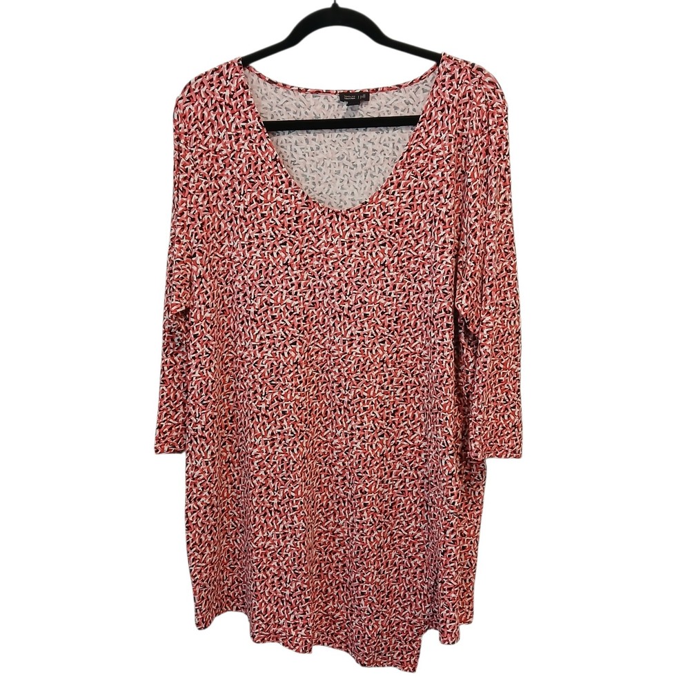J Jill Wearever Collection Tunic Top Pinks Black Size XL Stretch 3/4 Sleeve Knit