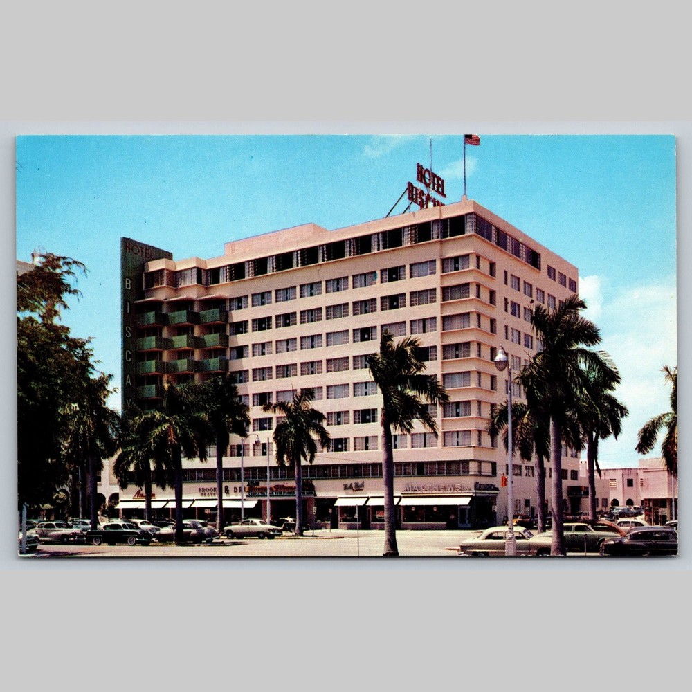 Postcard Biscayne Terrace Hotel Miami Florida Architecture