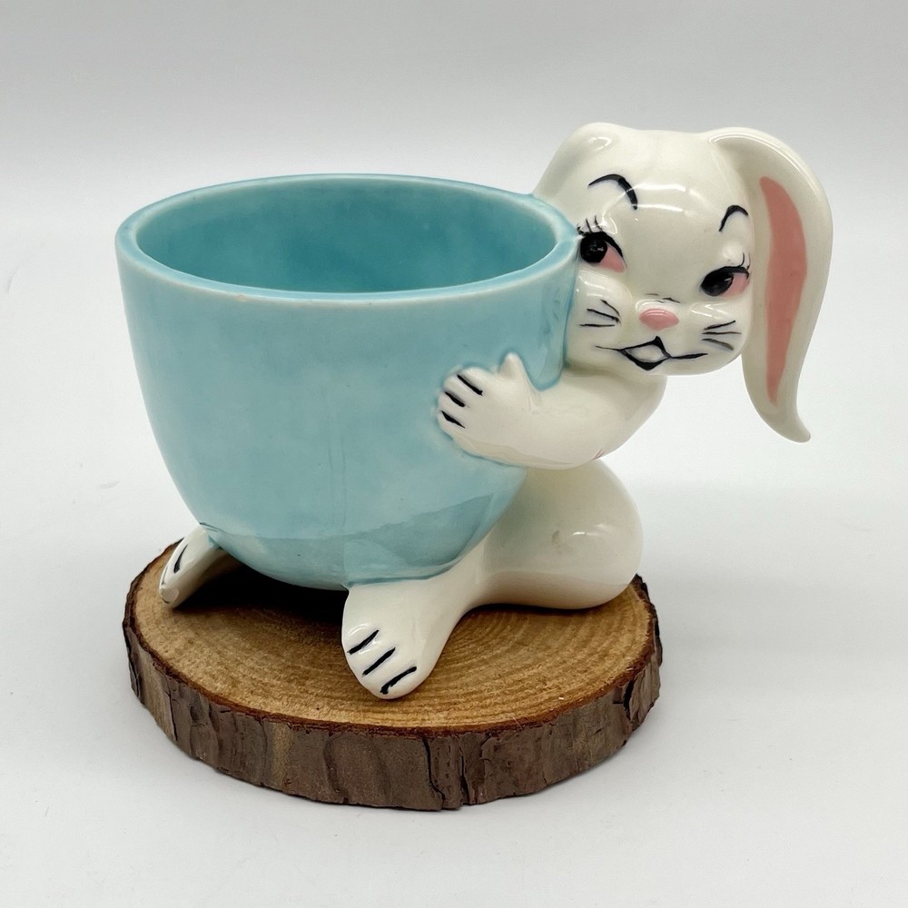 Holland Mold Bunny Rabbit Easter Ceramic Planter Dish Egg Cup