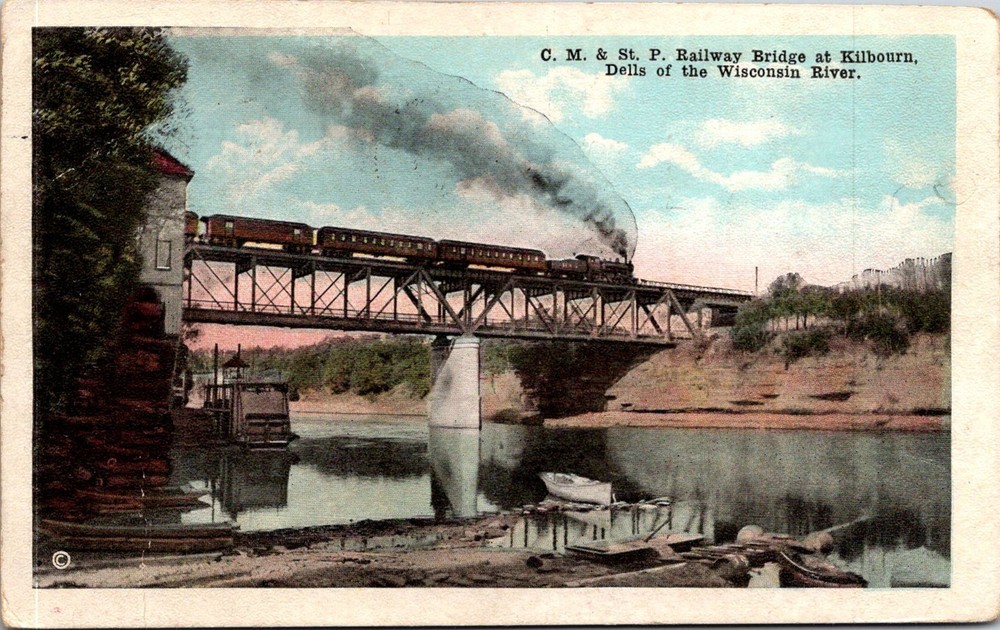 Dr Jim Stamps Postcard Railway Bridge At Kilbourn Dells Of The Wisconsin River