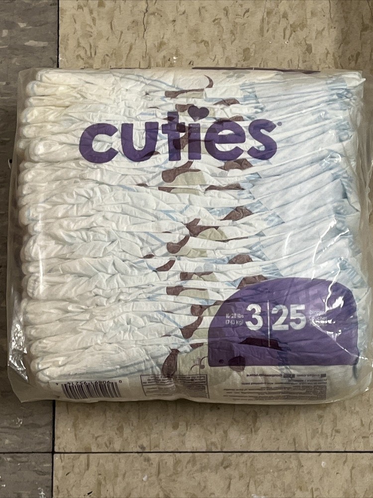 25-ct CUTIES Baby Disposable Diapers Size 3 (16-28 lbs, 7-13 kg) NEW