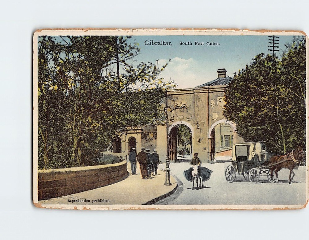 Postcard South Port Gates Gibraltar British Overseas Territories