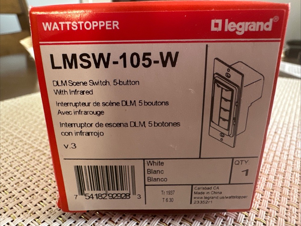 Wattstopper LMSW-105-W DLM Scene Switch 5 Button - New In Box