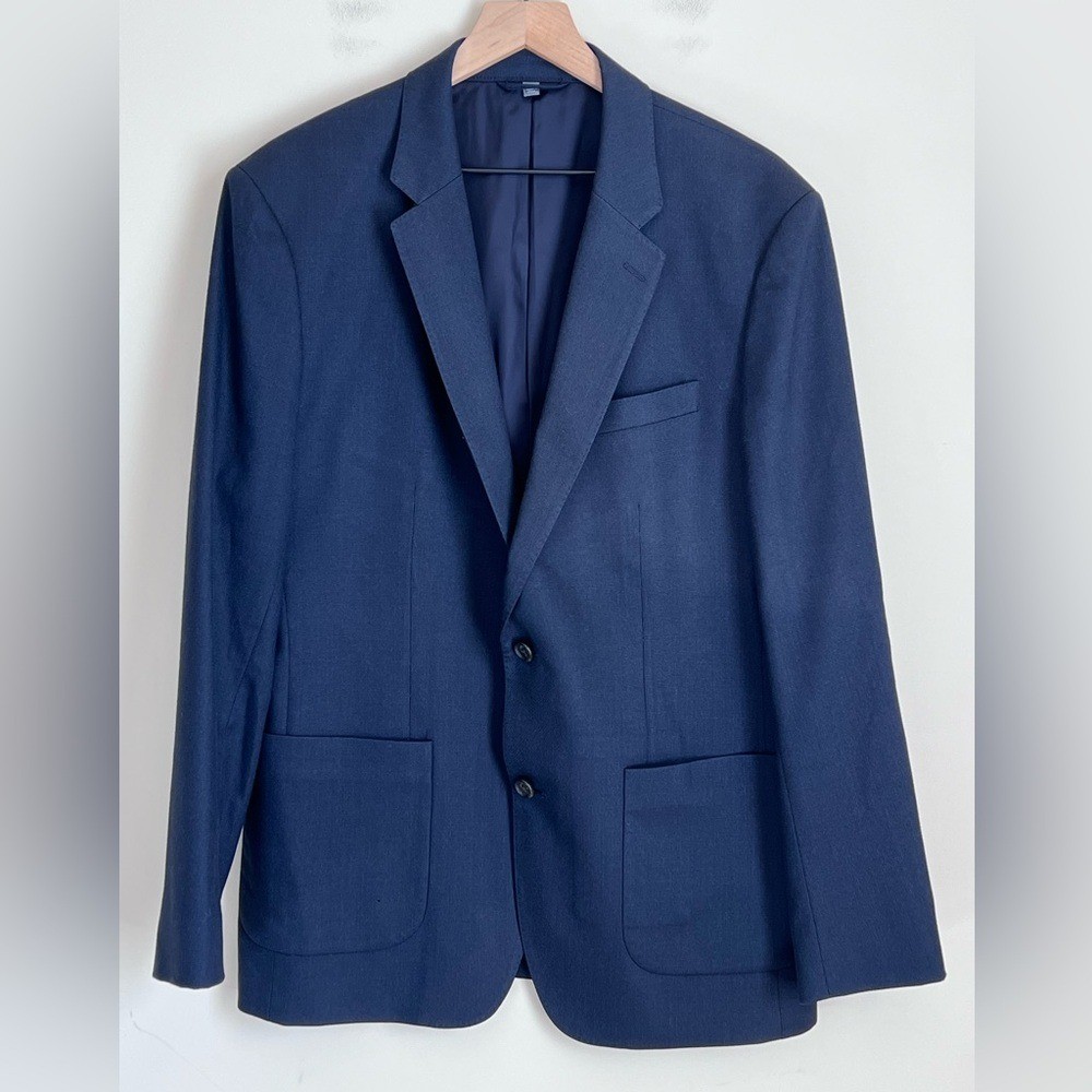Bonobos Italian Wool Jetsetter Blazer Sportcoat Navy Blue Sz 44R Slim Fit Flexo