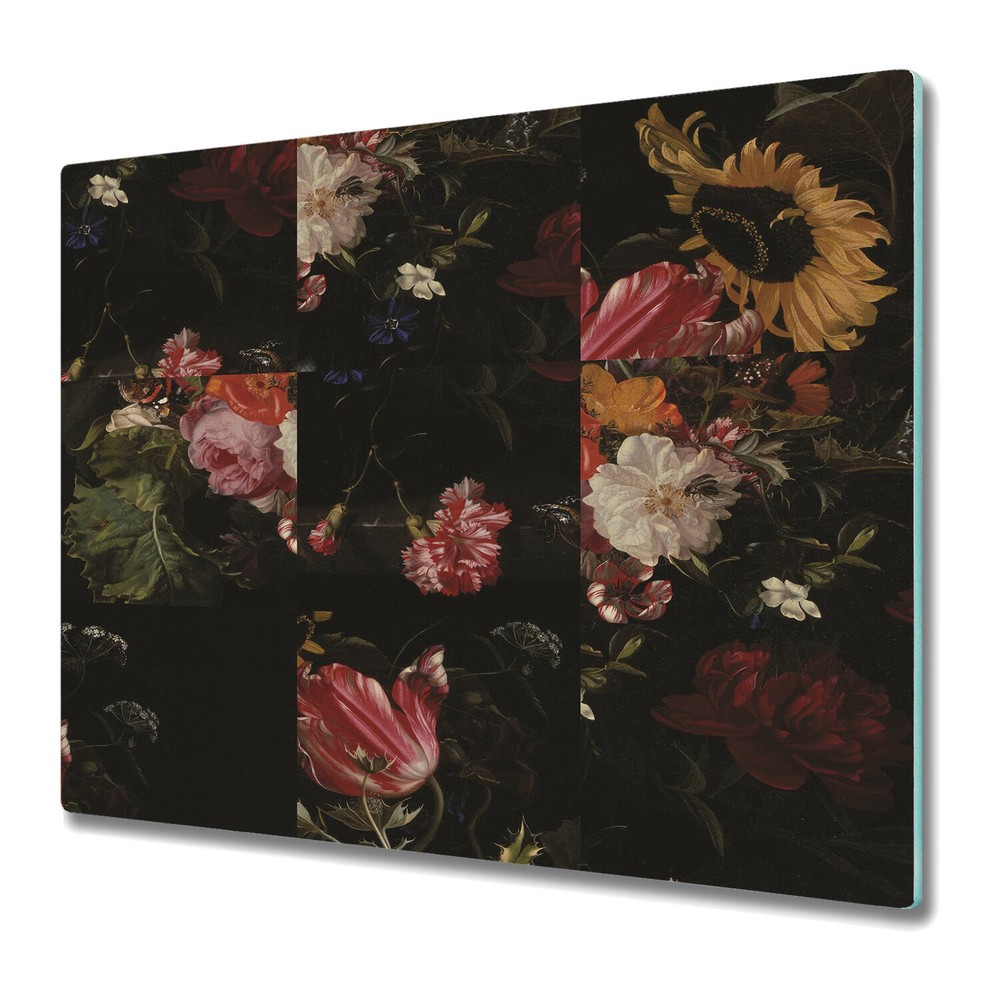 Glass Surface Protector Dutch Baroque patchwork dark Colourful 60x52