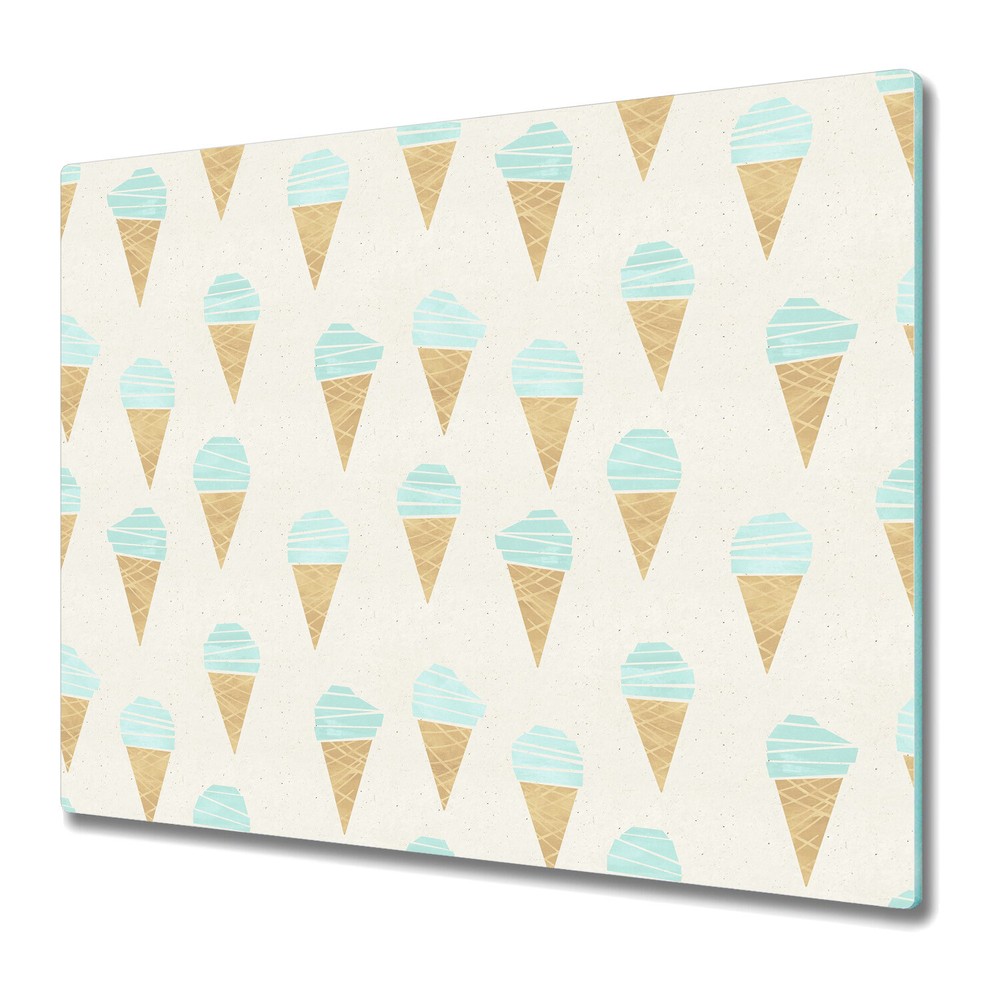 Glass Kitchen Chopping Cutting Board Worktop Saver Ice Cream Cone 60x52